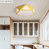 Modern Geometric Flush Light: Acrylic White/Pink/Yellow Led Ceiling Fixture Warm/White Light
