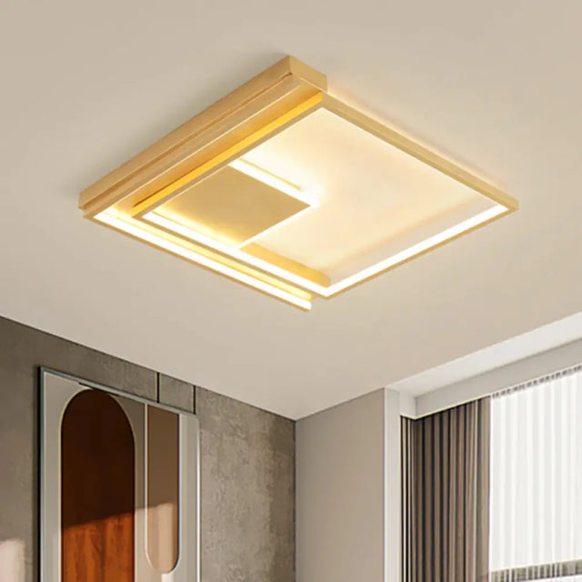 Modern Geometric Flush Mount Acrylic Led Gold Light Fixture - 16.5/20.5 W For Bedrooms