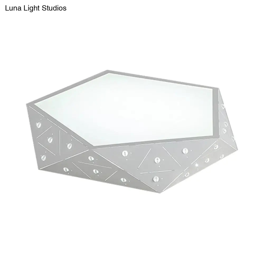 Modern Geometric Flushmount Nordic Led Light - Crystal Accents Black/White 16’/19.5’ Wide