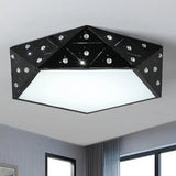 Modern Geometric Flushmount Nordic Led Light - Crystal Accents Black/White 16/19.5 Wide