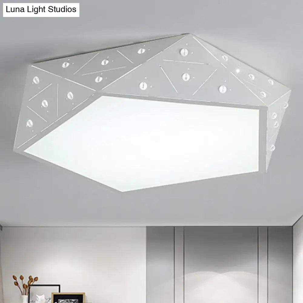 Modern Geometric Flushmount Nordic Led Light - Crystal Accents Black/White 16’/19.5’ Wide