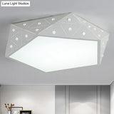 Modern Geometric Flushmount Nordic Led Light - Crystal Accents Black/White 16’/19.5’ Wide