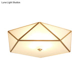 Modern Geometric Glass Flush Mount Chandelier - 3 Heads Ceiling Light Fixture For Living Room