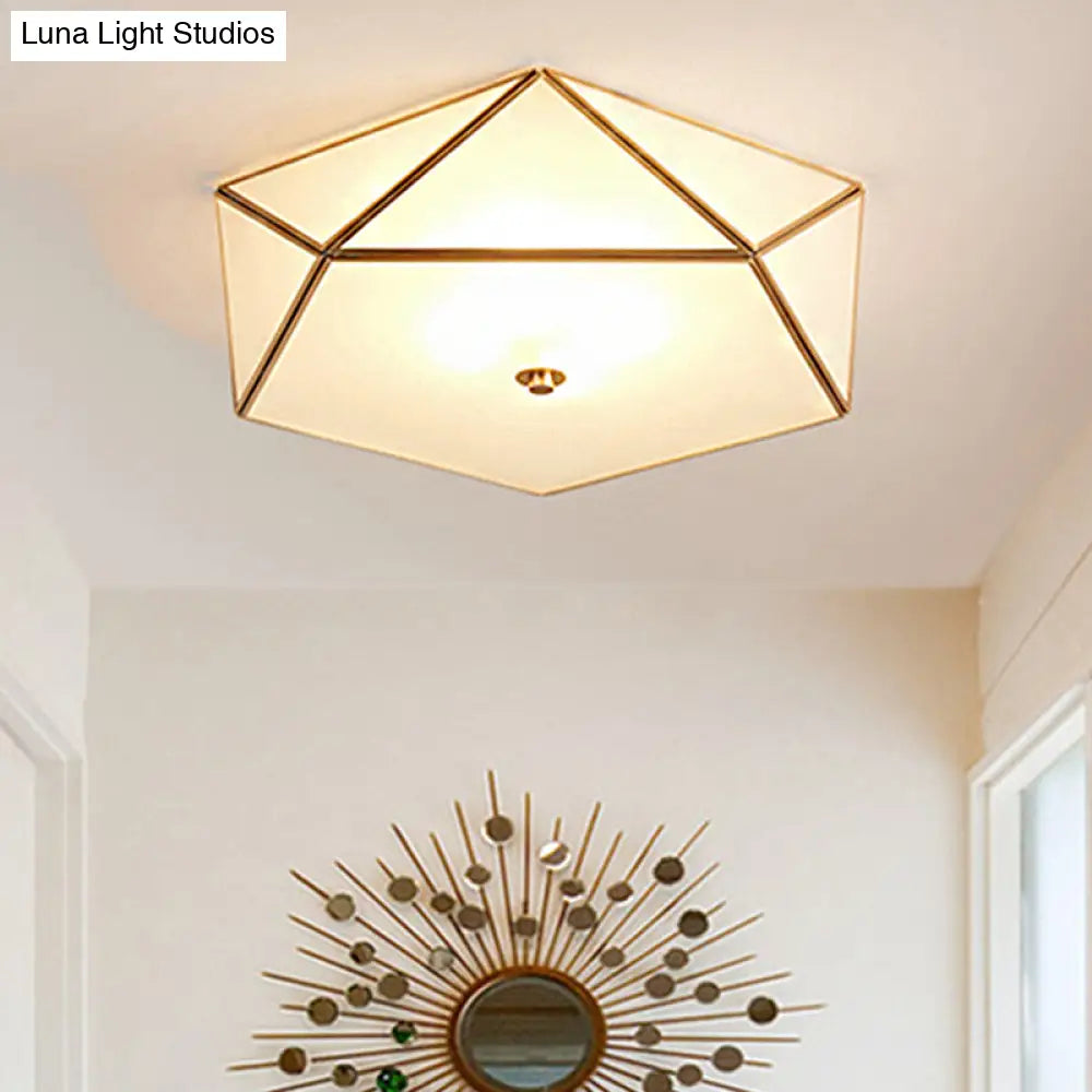 Modern Geometric Glass Flush Mount Chandelier - 3 Heads Ceiling Light Fixture For Living Room