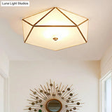 Modern Geometric Glass Flush Mount Chandelier - 3 Heads Ceiling Light Fixture For Living Room