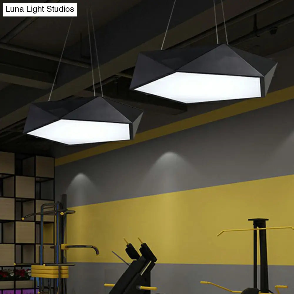 Modern Geometric Led Ceiling Chandelier With Metallic Finish - Office Lighting Fixture