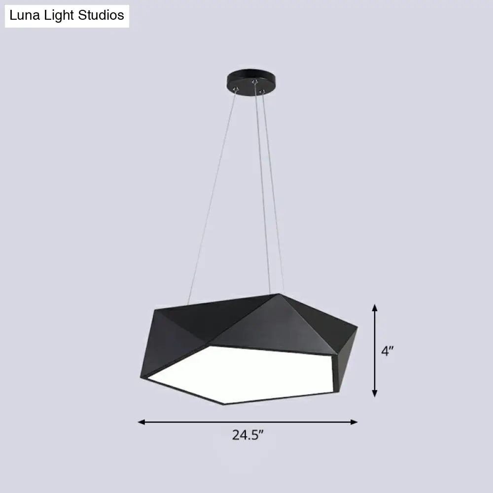 Modern Geometric Led Ceiling Chandelier With Metallic Finish - Office Lighting Fixture