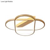 Modern Geometric Led Ceiling Lamp In Gold - Metallic Flush Mount Bedroom Light Fixture