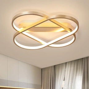 Modern Geometric Led Ceiling Lamp In Gold - Metallic Flush Mount Bedroom Light Fixture