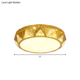 Modern Geometric Led Ceiling Lamp With Crystal Accent In White/Gold 12’/18’ W