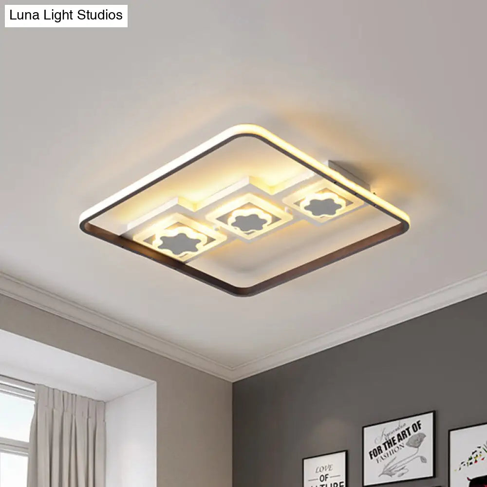 Modern Geometric Led Flush Mount Ceiling Lamp In Black - 19.5’/37.5’ Wide
