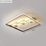 Modern Geometric Led Flush Mount Ceiling Lamp In Black - 19.5’/37.5’ Wide