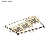 Modern Geometric Led Flush Mount Ceiling Lamp In Black - 19.5’/37.5’ Wide