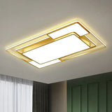 Modern Geometric Led Flush Mount Gold Ceiling Light For Living Room