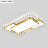 Modern Geometric Led Flush Mount Gold Ceiling Light For Living Room / 23.5 White