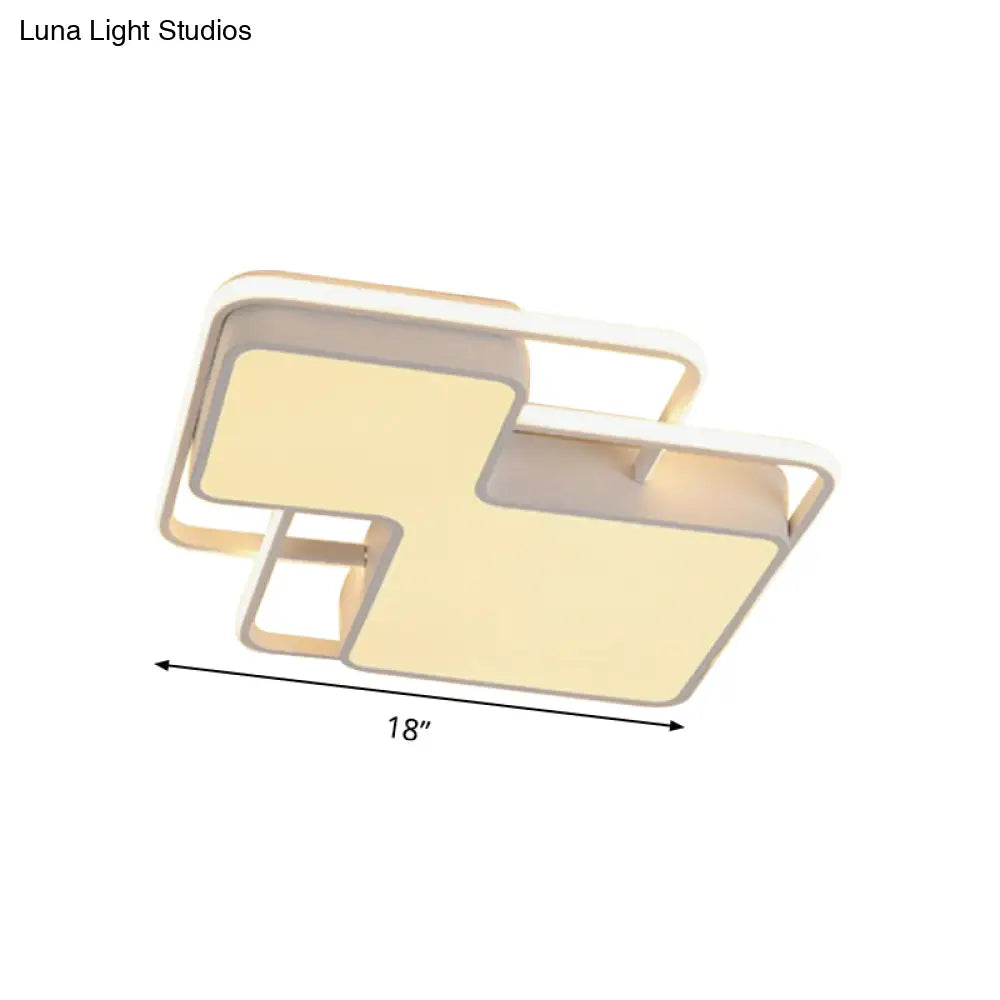 Modern Geometric Led Flush Mount Lamp In Black/White - 18’/21.5’ W Silica Gel Close To Ceiling