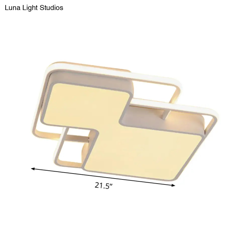 Modern Geometric Led Flush Mount Lamp In Black/White - 18’/21.5’ W Silica Gel Close To Ceiling