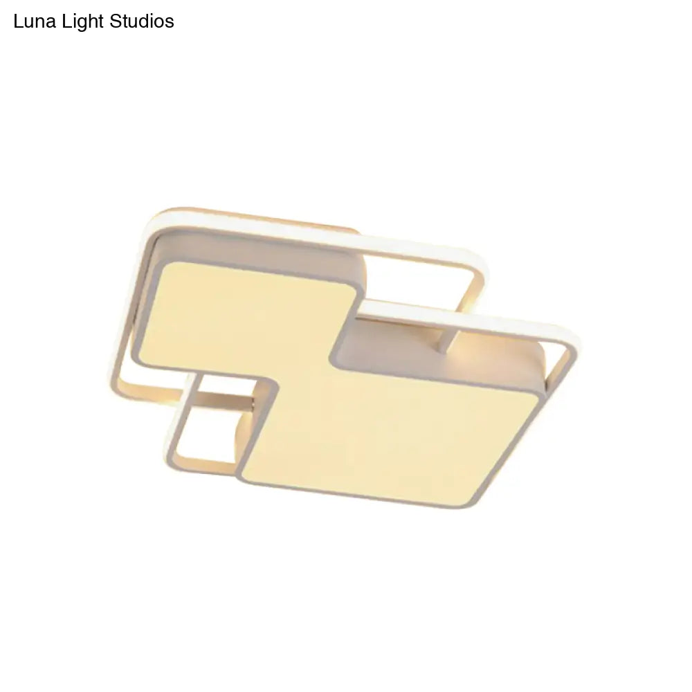 Modern Geometric Led Flush Mount Lamp In Black/White - 18’/21.5’ W Silica Gel Close To Ceiling
