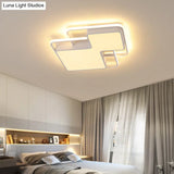 Modern Geometric Led Flush Mount Lamp In Black/White - 18’/21.5’ W Silica Gel Close To Ceiling