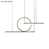 Modern Geometric Led Pendant Light In Black/Gold Warm/White Illumination - Ideal For Kitchen