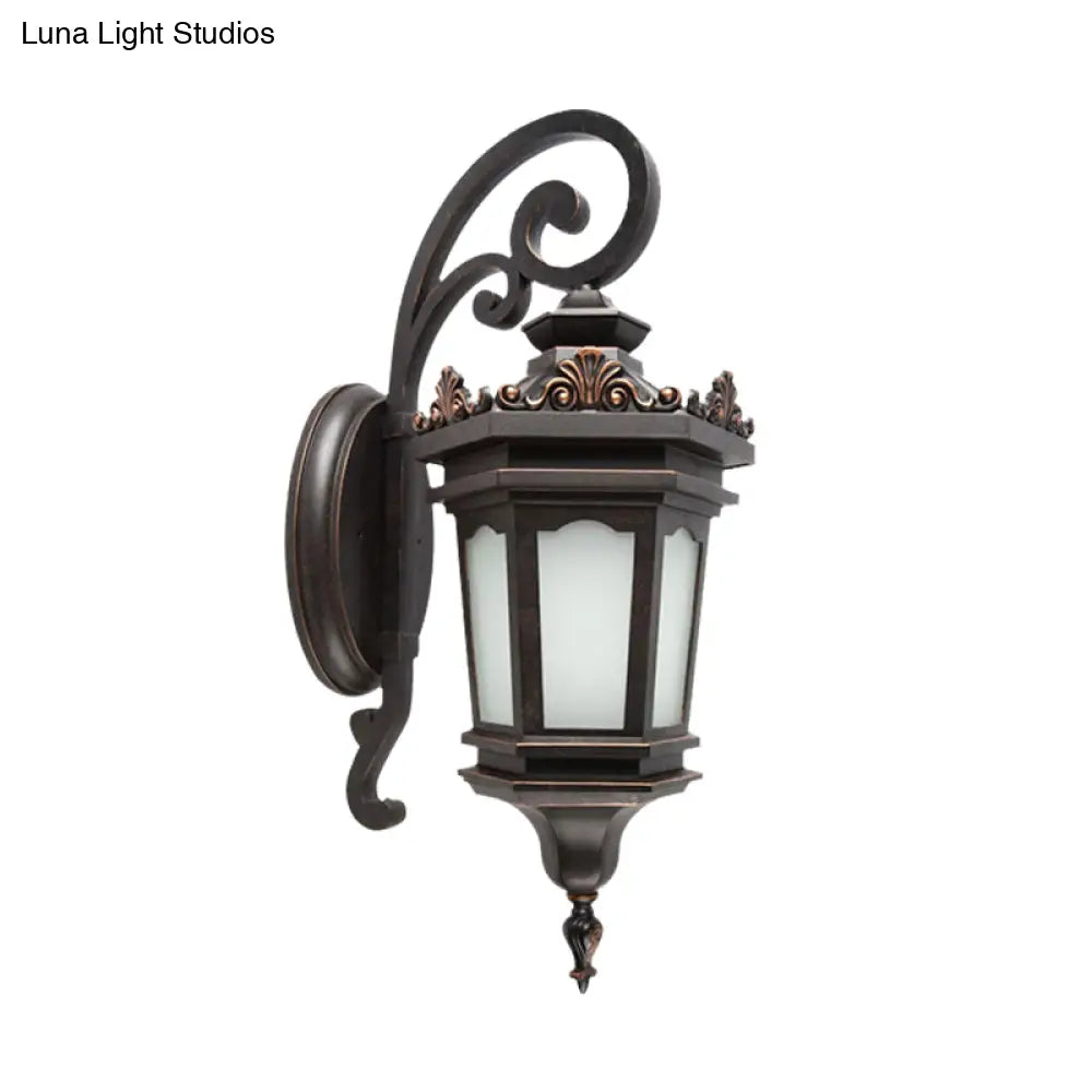 Modern Geometric Wall Sconce With Black Finish And White Glass For Country Garden