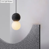 Modern Glass And Terrazzo Double Ball Pendant Light In Pink/Grey- 1-Light Ceiling Hanging Lamp