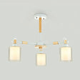 Modern Glass And Wood Cylinder Pendant Light Fixture With 3 Bulbs - Stylish Hanging Ceiling Lamp For