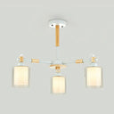 Modern Glass And Wood Cylinder Pendant Light Fixture With 3 Bulbs - Stylish Hanging Ceiling Lamp For
