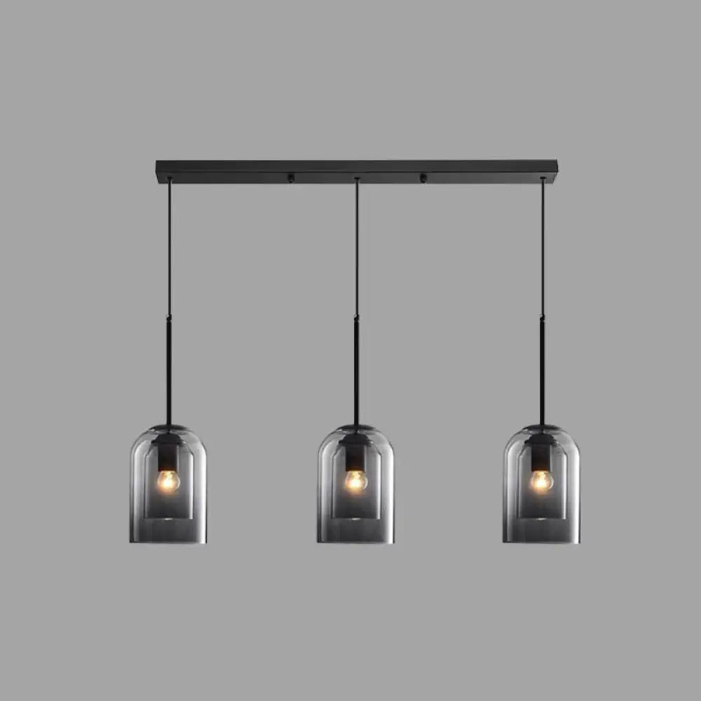 Modern Glass Bell Pendant Lamp For Stylish Bedroom Ceiling 3 / Grey Linear
