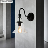 Modern Glass Bell Wall Sconce With Clear 1-Light & Gooseneck Arm