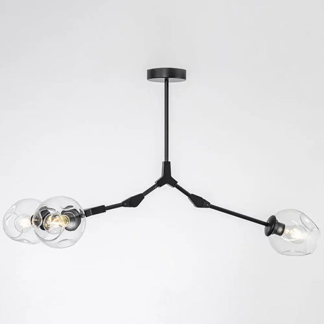 Modern Glass Chandelier For Living Room- Branching Suspension Light 3 / Black