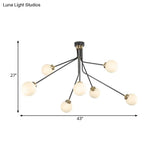 Modern Glass Chandelier Light - Globe White Pendant Fixture (3/7 Lights) For Living Room Black