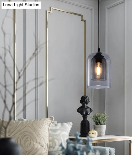 Modern Glass Cylinder Pendant Light For Dining Room - Hanging Lighting