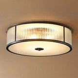 Modern Glass Drum Ceiling Light - Simplicity Style Ideal For Foyers Black / 18
