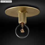 Modern Glass Flush Pendant Ceiling Light In Brass For Balcony - Globe Cone Cylinder Trumpet Shapes