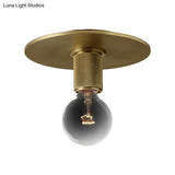 Modern Glass Flush Pendant Ceiling Light In Brass For Balcony - Globe Cone Cylinder Trumpet Shapes