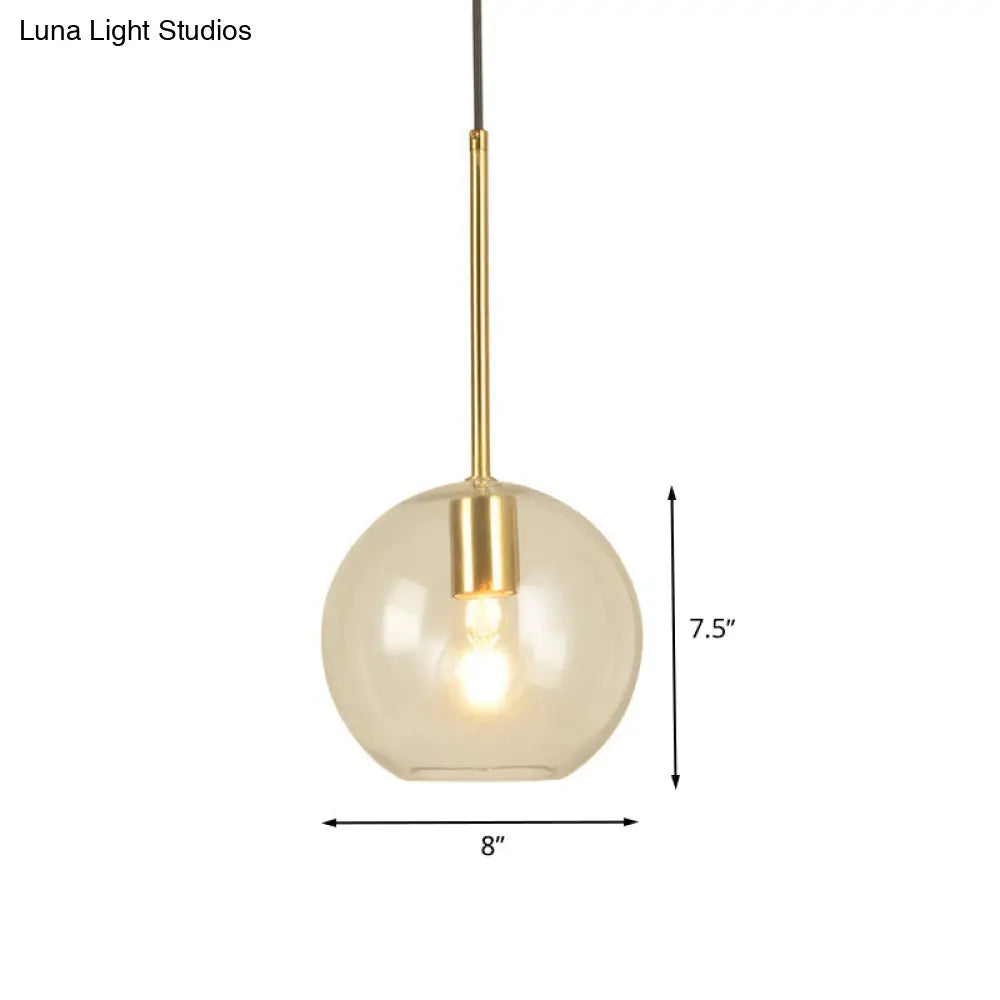 Modern Glass Globe Pendant Light - 1 Head 8’’/12’’ Wide - Stylish Dining Room Hanging Lamp Kit