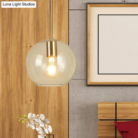 Modern Glass Globe Pendant Light - 1 Head 8’’/12’’ Wide - Stylish Dining Room Hanging Lamp Kit