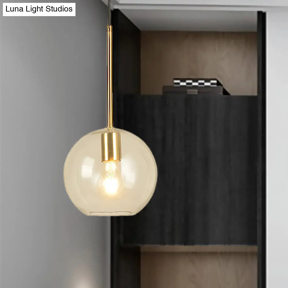 Modern Glass Globe Pendant Light - 1 Head 8’’/12’’ Wide - Stylish Dining Room Hanging Lamp Kit