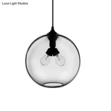Modern Glass Globe Pendant Light - 2 Lights Red/Brown/Clear