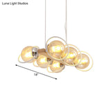 Modern Glass Hanging Light Fixture - Cognac Bubble Shade Island Lighting