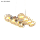 Modern Glass Hanging Light Fixture - Cognac Bubble Shade Island Lighting