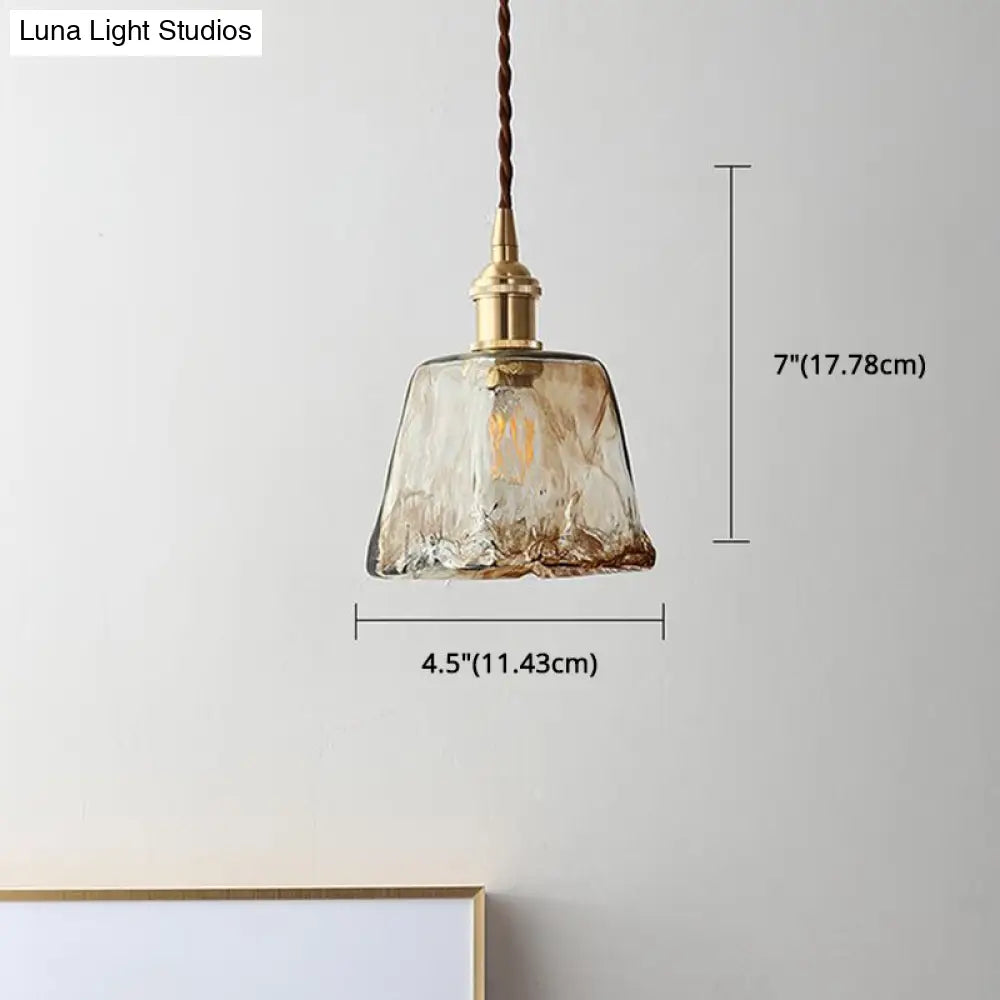 Modern Glass Hanging Light With Adjustable Wire - Brass Lamp Holder Bedside Lighting