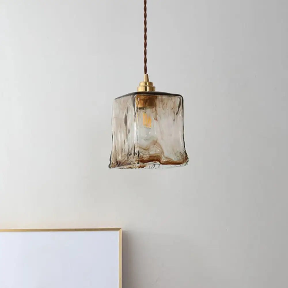 Modern Glass Hanging Light With Adjustable Wire - Brass Lamp Holder Bedside Lighting Gold /