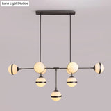 Modern Glass Orb Chandelier With 9-Silver/Gold Finish Heads - Perfect Island Lighting For