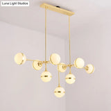 Modern Glass Orb Chandelier With 9-Silver/Gold Finish Heads - Perfect Island Lighting For