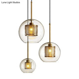 Modern Glass Pendant Lamp With Geometric Design And Mesh Guard