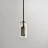 Modern Glass Pendant Lamp With Geometric Design And Mesh Guard Clear / Cylinder