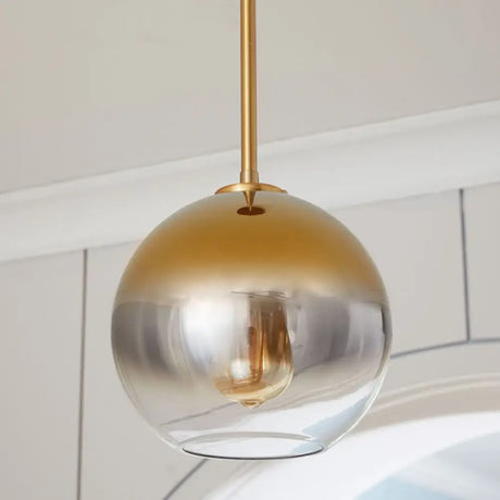 Modern Glass Pendant Light Fixture For Bedroom - Gold Sphere Ceiling Hanging Lamp / 8