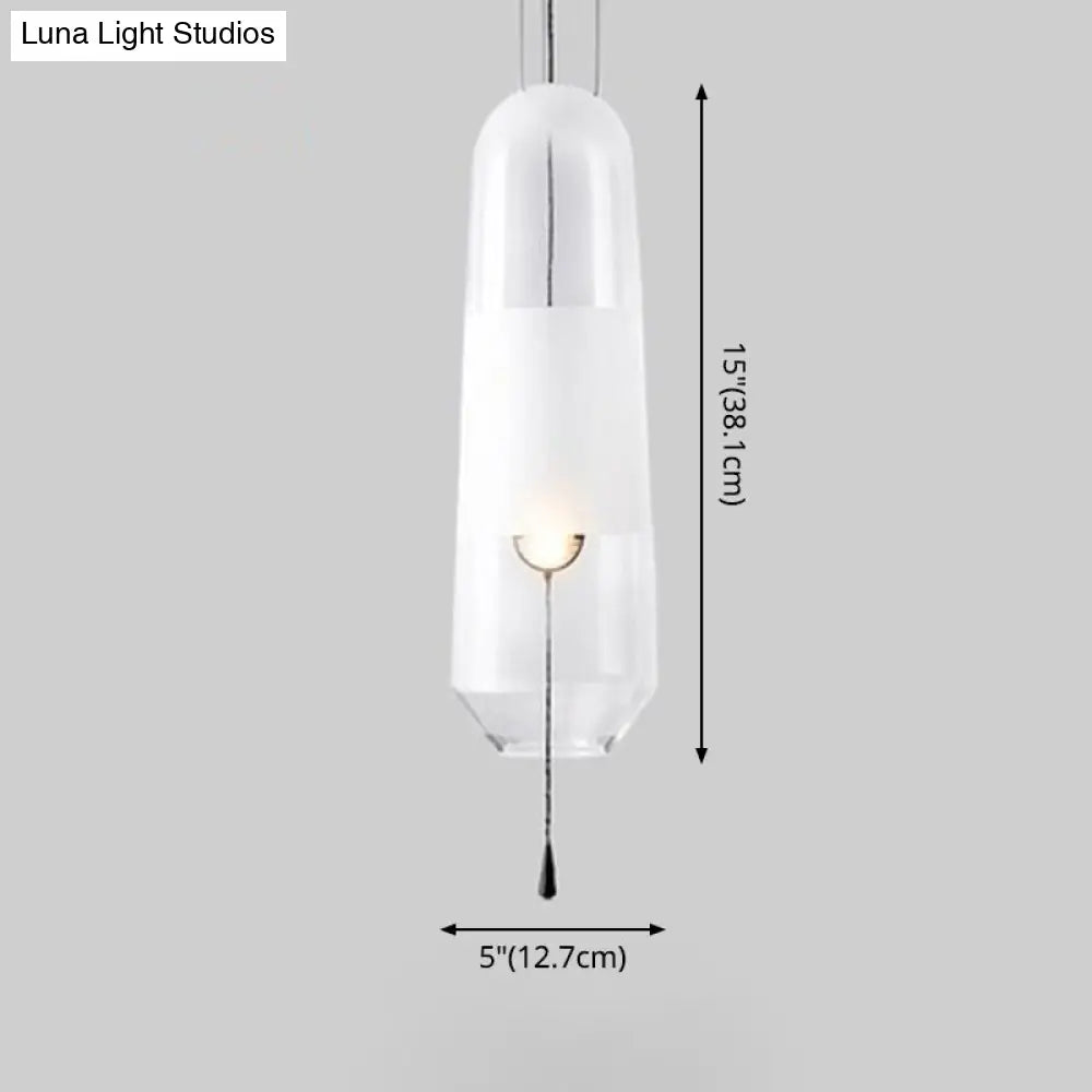 Modern Glass Pendant Light For Bedroom - Cylindrical Design Hanging Fixture
